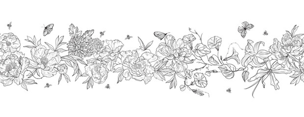 garland of flowers, vector illustration  © Дарья Березина