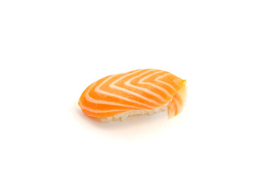 Salmon sushi on a white background. Japanese food. © Pisan