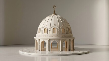 Fototapeta premium Architectural illustration of dome structure with crescent moon ornament