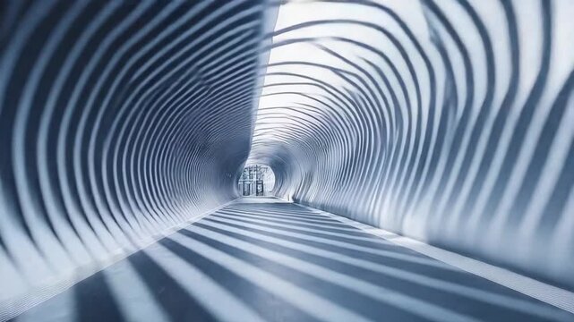 Exploration of light and shadow in a curving tunnel at midday