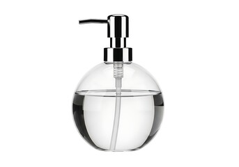 Obraz premium Elegant transparent soap dispenser with metallic pump for bathroom use
