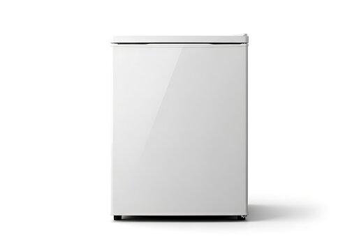 Modern mini fridge with sleek white exterior and simple design