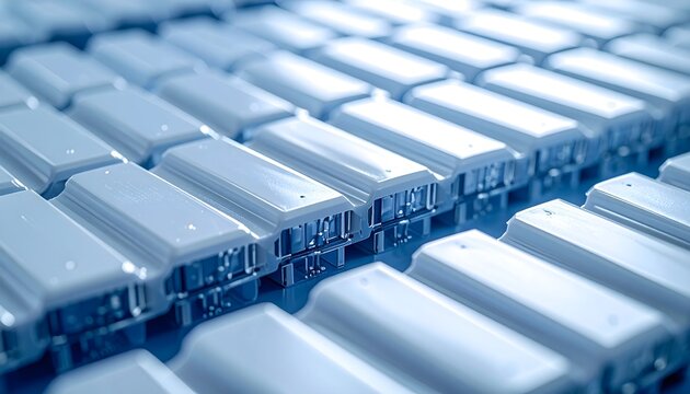 Macro of solid state battery electrolyte layer with ceramic polymer composite texture and stratified layers and copy space