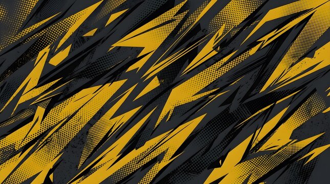 Dynamic Abstract Racing Background with Yellow and Black Shapes