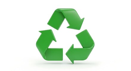 Fototapeta premium 3D green recycling symbol isolated on white background