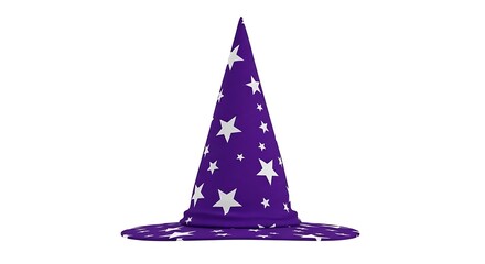 Fototapeta premium Purple wizard hat with white stars pattern