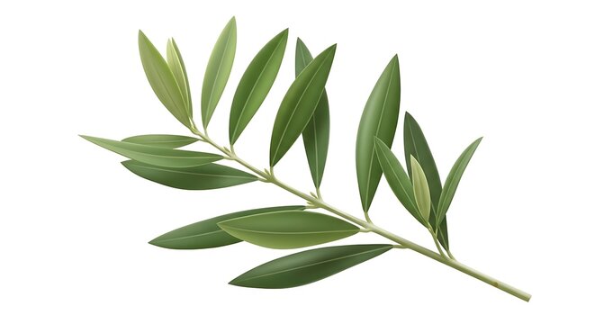 Fresh green olive branch with leaves with image represents nature, healthy eating, and mediterranean