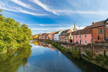 Norwich Quayside on sunny day. Norfolk. England