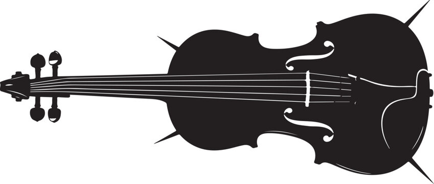 Black silhouette of a stringed instrument with scroll and f holes
