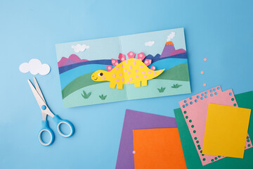 parenting blog content craft idea kids party invitation theme family workshop paper cutout art stegosaurus character design nursery room print digital marketing visual storytelling creative kit © Elena