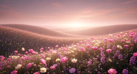 Obraz premium Vibrant pink and white flower field.