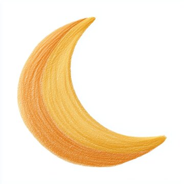 Handdrawn crescent moon design artistic illustration crayon style minimalist creative concept