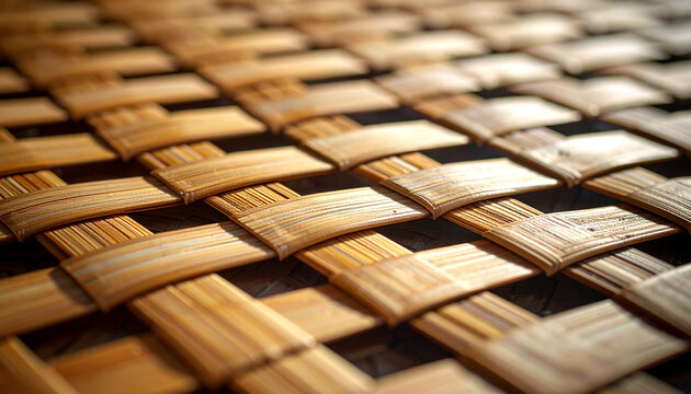 Close up of woven bamboo texture natural material and decorative design