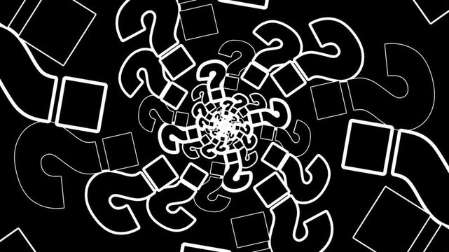Hypnotic Black and White Question Mark Optical Illusion Tunnel Infinite Loop Background