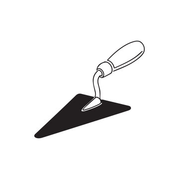 Bricklayer Trowel Masonry Construction Tool Vector Silhouette Icon