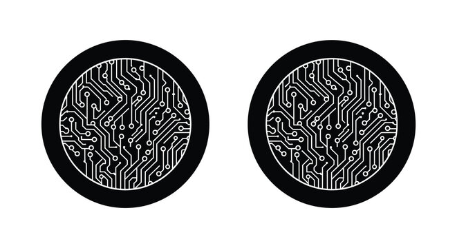 Two circular circuit board designs stark contrast modern aesthetic silhouette