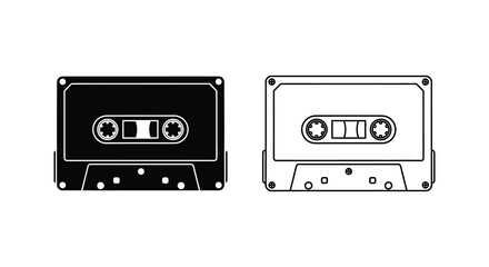 Obraz premium Two cassette tapes one dark and one light shown in a graphic silhouette