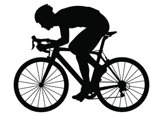 Obraz premium Cyclist Racing Silhouette Vector Side View Isolated on White Background_26