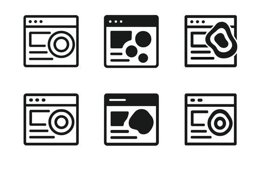Heatmap Logo Variations. Heatmapping. Icon set. Set Logo of heatmapping: website click density overlay on a wireframe page. harmonious logo variations of the