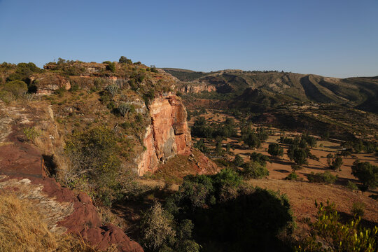View of the Ambe del Gheralta territory at sunset, Ethiopia