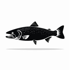 Naklejka premium Silhouette of a Salmon A Striking Black and White Fish