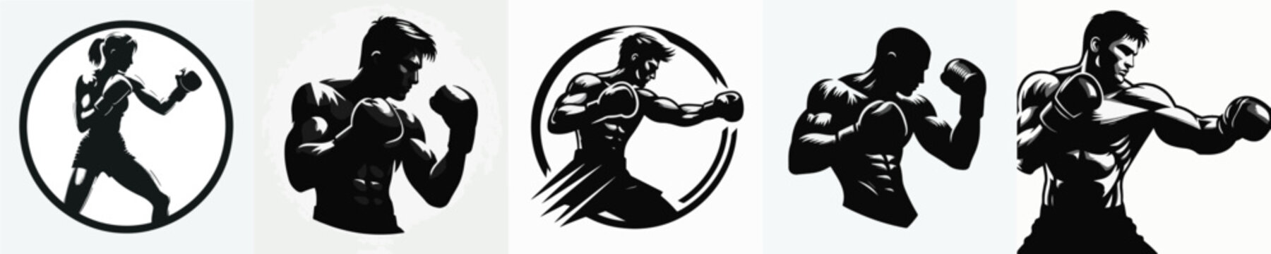 Vector silhouette of boxing athlete