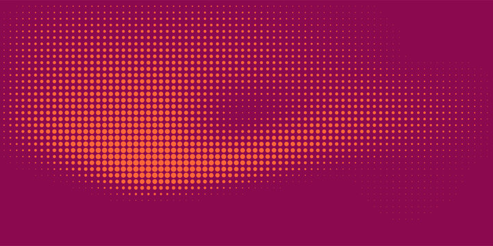 Orange and scarlet modern pop art background with halftone dots design, vector illustration