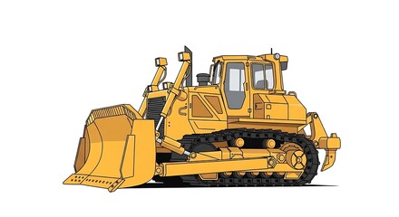 Obraz premium Yellow bulldozer heavy equipment machine.