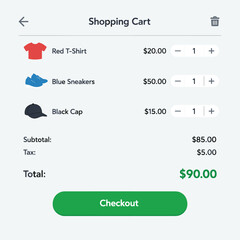 Shopping Cart With T Shirt With Sneakers