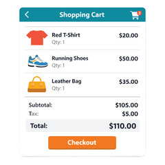 Shopping Cart With T Shirt With Running Shoes