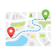 Map With Route Navigation With Location Pin