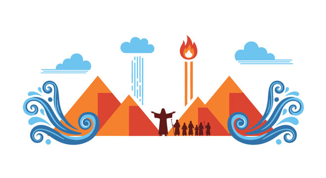 Moses Leading People Across Red Sea on Passover Day