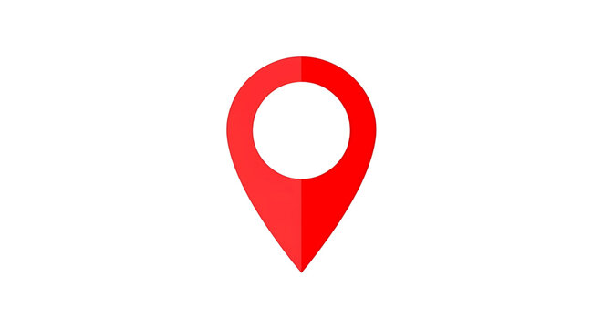 A red map pin icon on a white background, symbolizing location and navigation