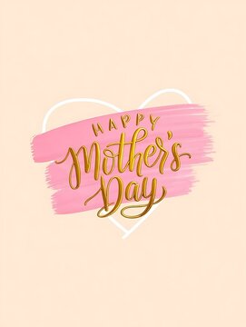 Happy Mothers Day greeting card with pink heart design element
