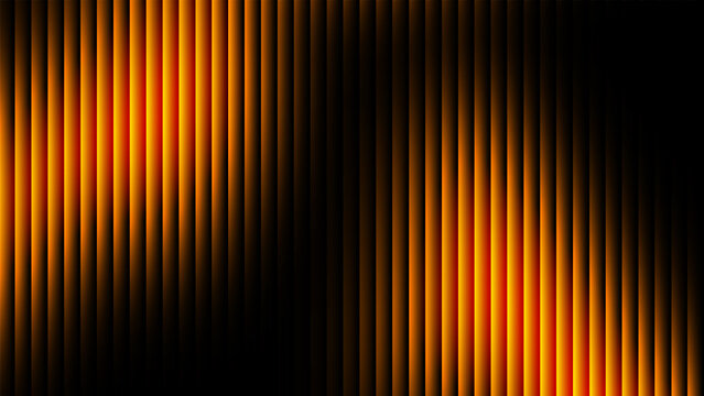 Abstract orange and black ribbed glass background with vertical light streaks