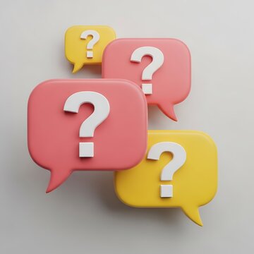 Red 3D question and exclamation mark icon representing questions and answers