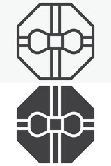 Octagon gift box with ribbon bow icon in line and solid styles. Outline and solid icon, editable stroke vector sign symbol. Octagon gift box icon for packaging.