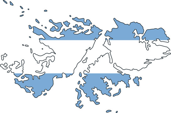 Silueta del mapa de las Islas Malvinas. 02 de Abril