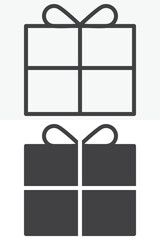 Retail gift box with ribbon bow icon in line and solid styles. Outline and solid icon, editable stroke vector sign symbol. Retail gift box icon for shopping.