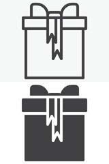 Stacked gift boxes with ribbon bow icon in line and solid styles. Outline and solid icon, editable stroke vector sign symbol. Gift boxes icon for presents.