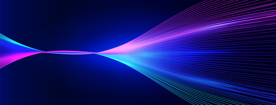 AI Fiber Network Connect Abstract Background. Artificial Intelligence Digital Transformation Data Wave Flow Line. Technology Energy Stream. Futuristic Science Tech. Vector Illustration