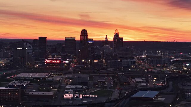 Downtown Cincinnati Ohio Skyline at Dusk