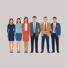 Fototapeta premium Diverse group of business professionals standing together illustration
