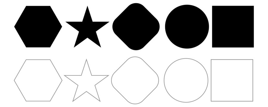 quadrangle, pentagon, hexagon, octagon icon. vector geometry pentagonal, hexagonal, octagonal polygon. five, six, eight sided polygon lines, vector
