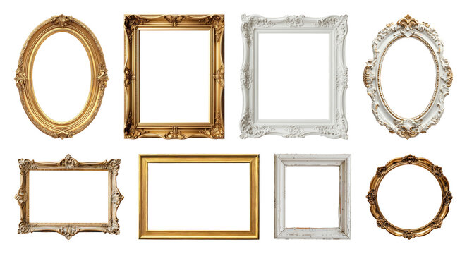 PNG Elegant vintage ornate picture frames on transparent background