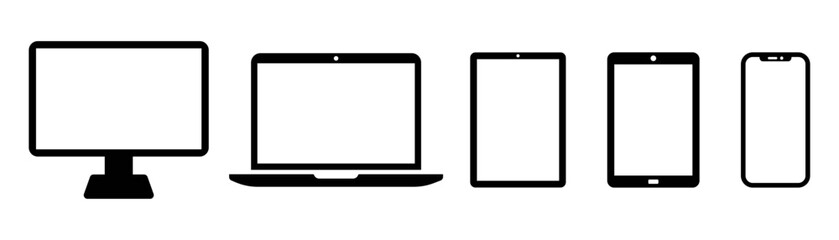 Collection of Digital device icon smartphone, computer, laptop, tablet vector illustration © TaqwaaArtworks