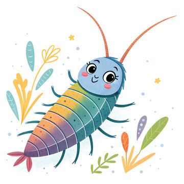 insect silverfish animal cartoon colored clipart