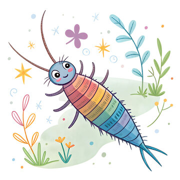 insect silverfish animal cartoon colored clipart