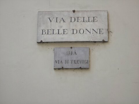 via delle belle donne Street of the Beautiful Women sign in florence