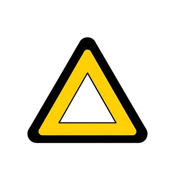 Yellow triangle warning road sign.